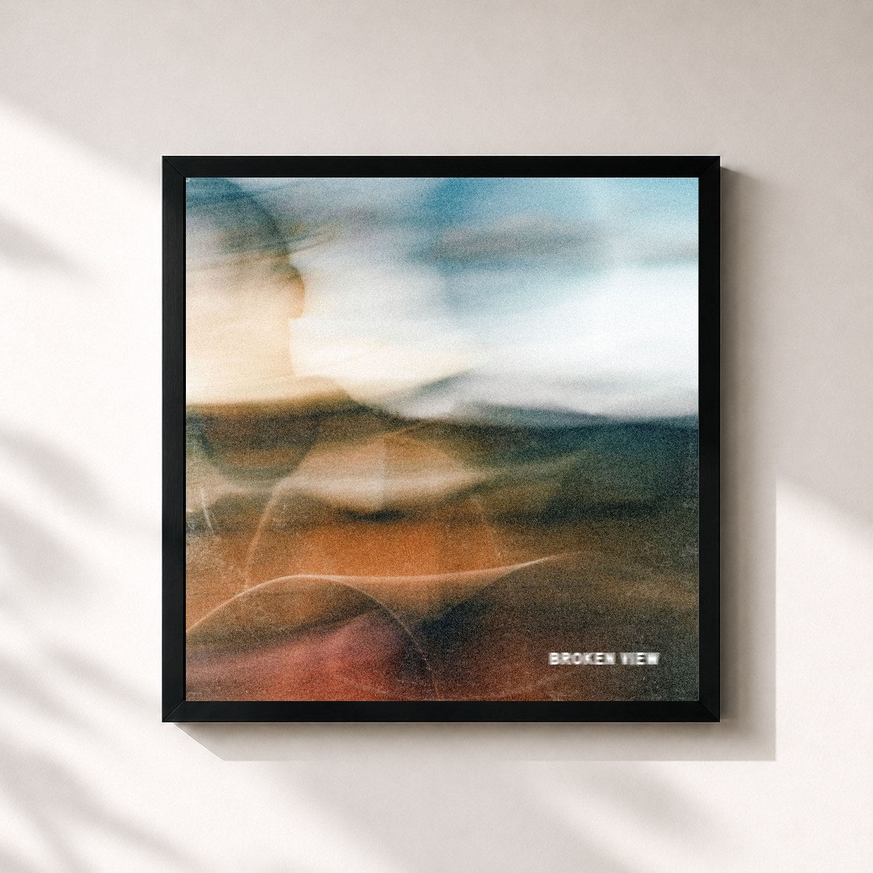 #noir Tableau carré de l'album Broken View de Sam Barber, cadre noir 32x32 cm