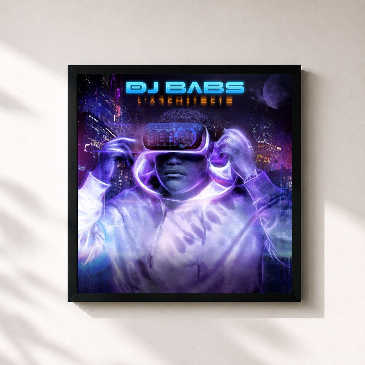#noir Tableau carré de l'album L'architecte de DJ Babs, cadre noir 32x32 cm