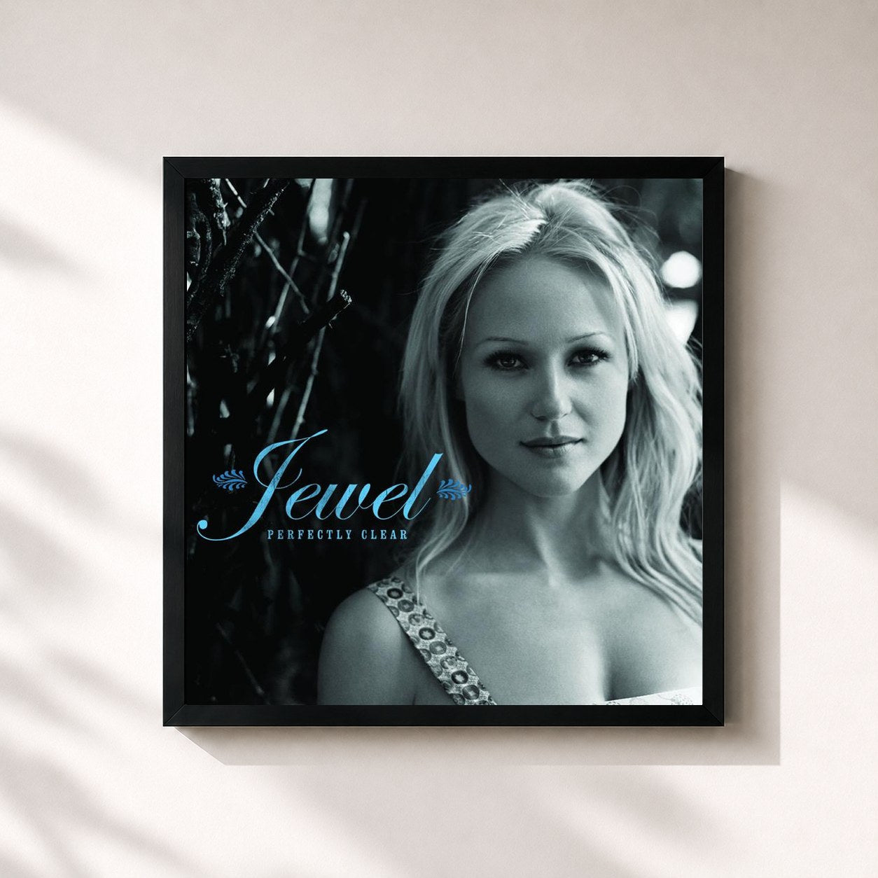#noir Tableau carré de l'album Perfectly Clear de Jewel, cadre noir 32x32 cm
