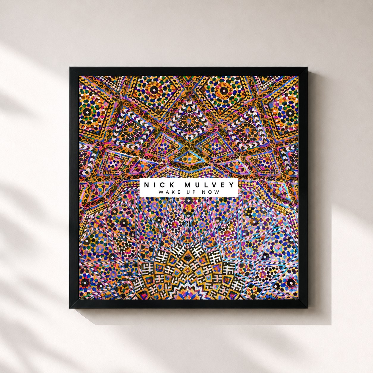 #noir Tableau carré de l'album Wake Up Now de Nick Mulvey, cadre noir 32x32 cm