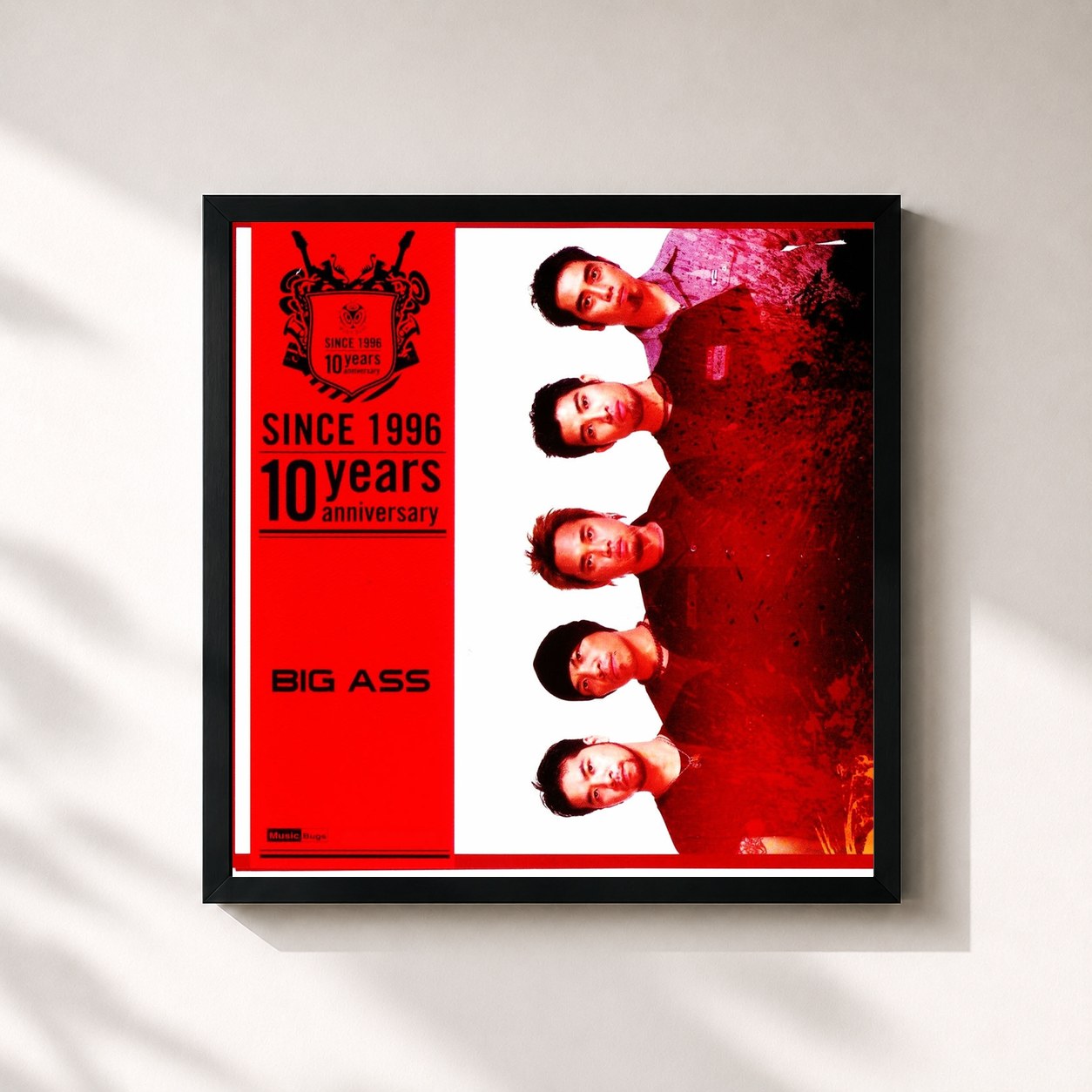 #noir Tableau carré de l'album Big Ass: Since 1996 (10 Years Anniversary) de Big Ass, cadre noir 32x32 cm