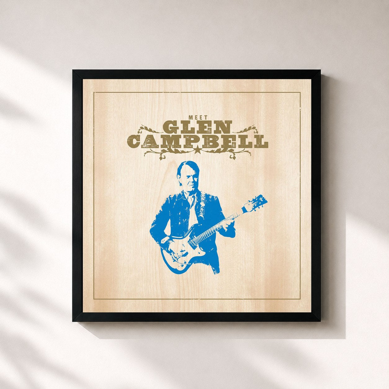 #noir Tableau carré de l'album Meet Glen Campbell (Expanded Edition) de Glen Campbell, cadre noir 32x32 cm