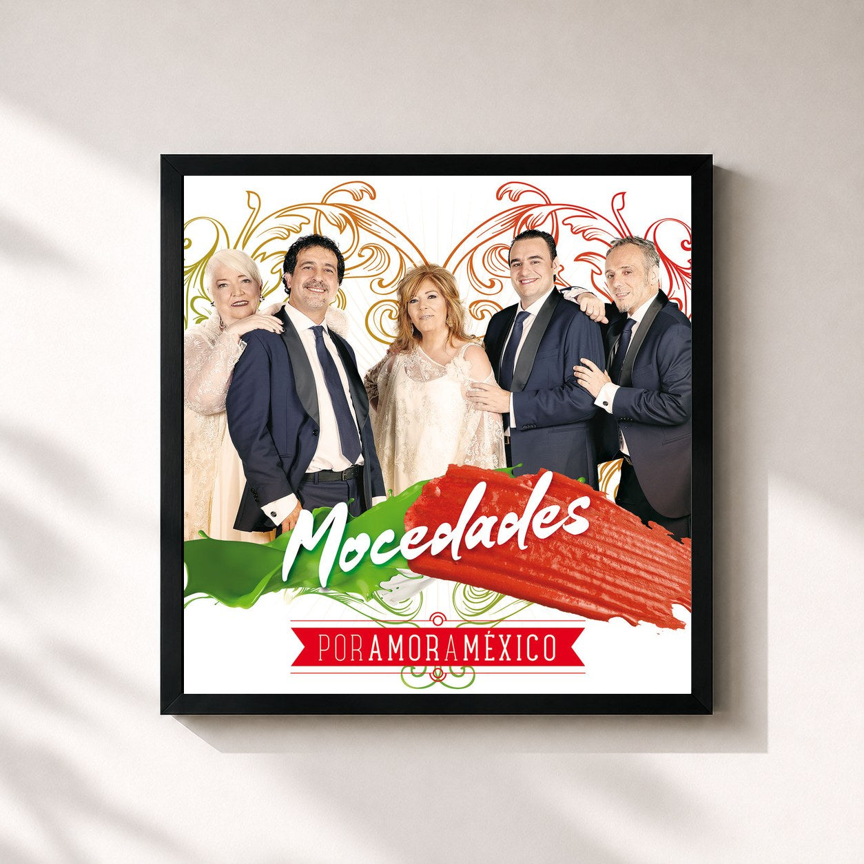 #noir Tableau carré de l'album Por Amor A México de Mocedades, cadre noir 32x32 cm