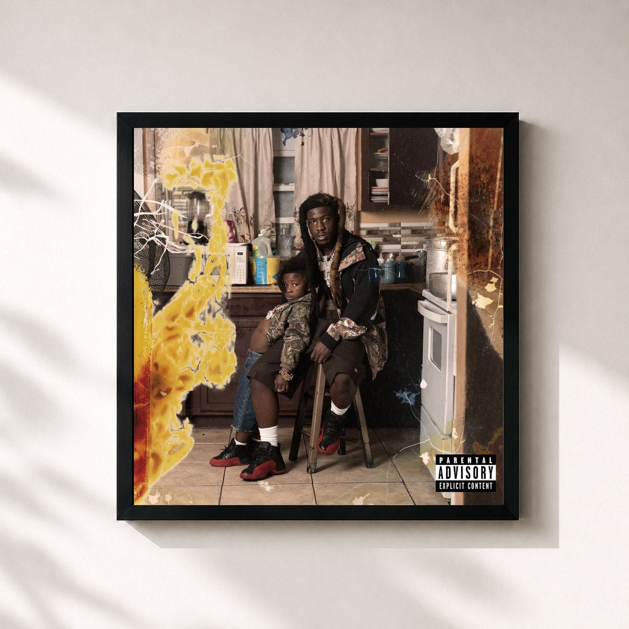 #noir Tableau carré de l'album Kut Da Fan On 2 de Hotboii, cadre noir 32x32 cm
