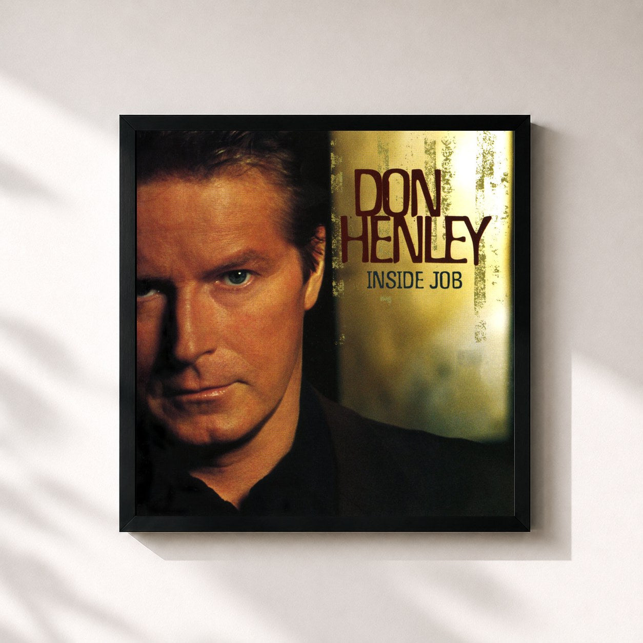 #noir Tableau carré de l'album Inside Job de Don Henley, cadre noir 32x32 cm