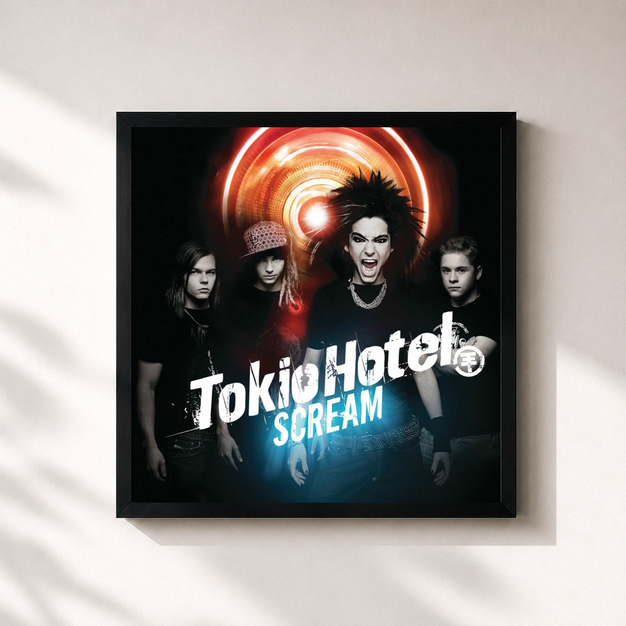 #noir Tableau carré de l'album Scream de Tokio Hotel, cadre noir 32x32 cm