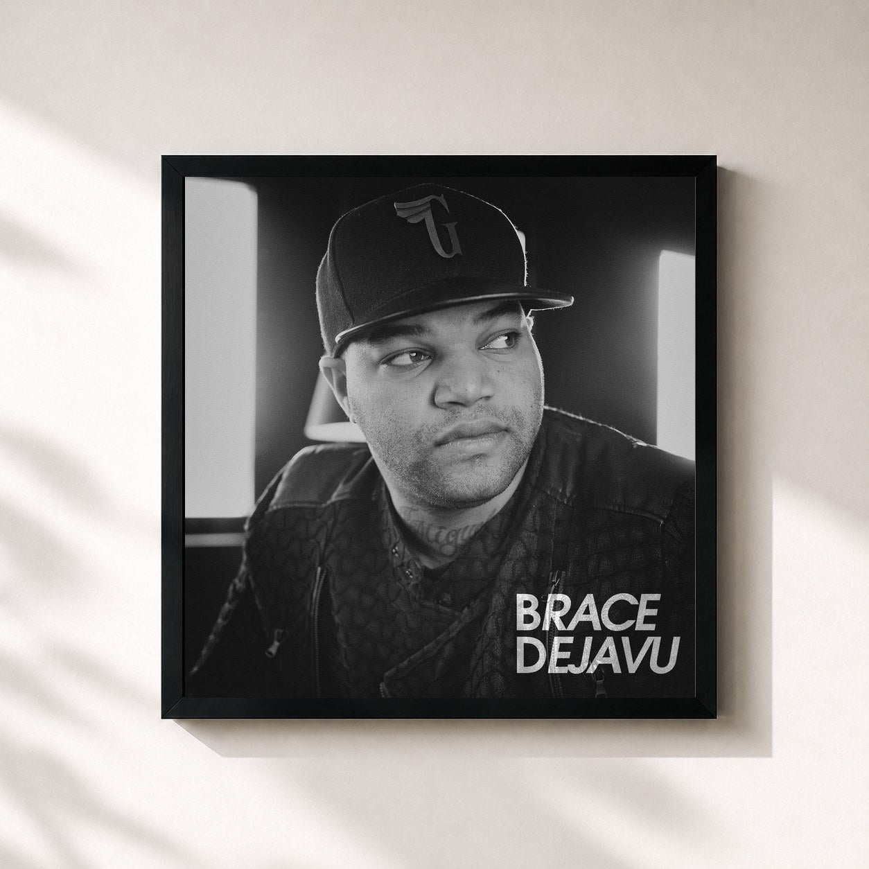 #noir Tableau carré de l'album Dejavu de Brace, cadre noir 32x32 cm