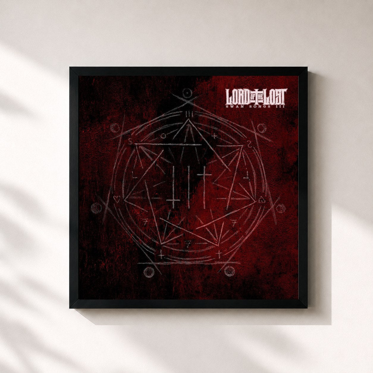 #noir Tableau carré de l'album Swan Songs III de Lord Of The Lost, cadre noir 32x32 cm