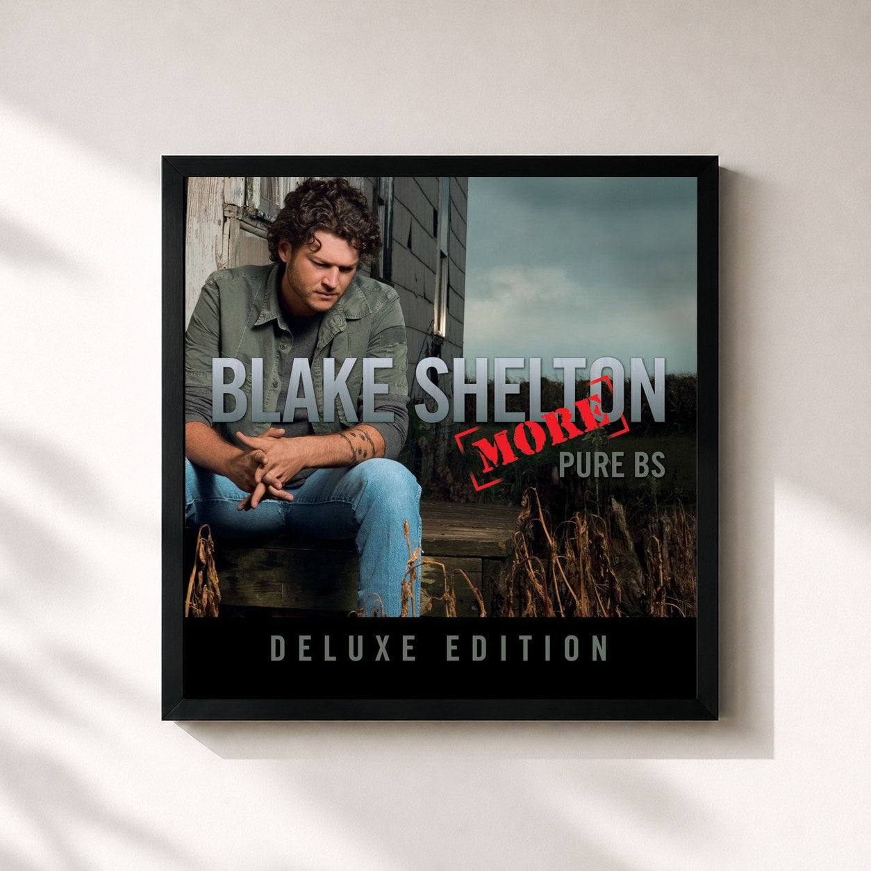 #noir Tableau carré de l'album Pure BS (Deluxe Edition) de Blake Shelton, cadre noir 32x32 cm