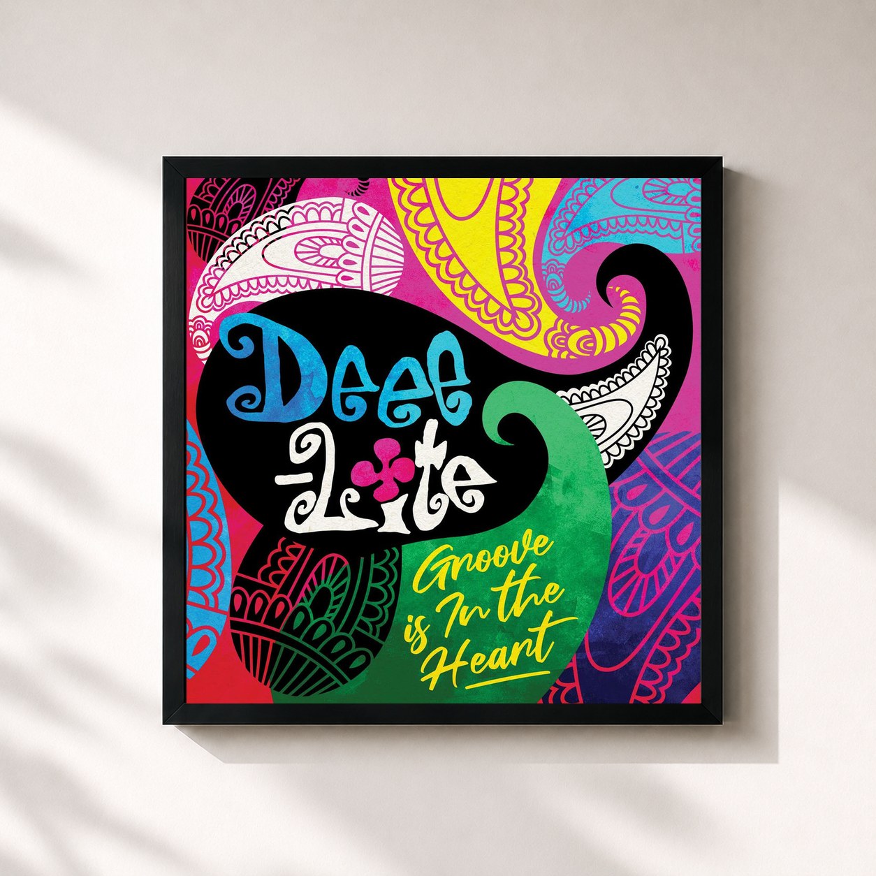 #noir Tableau carré de l'album Groove Is In the Heart de Deee-Lite, cadre noir 32x32 cm