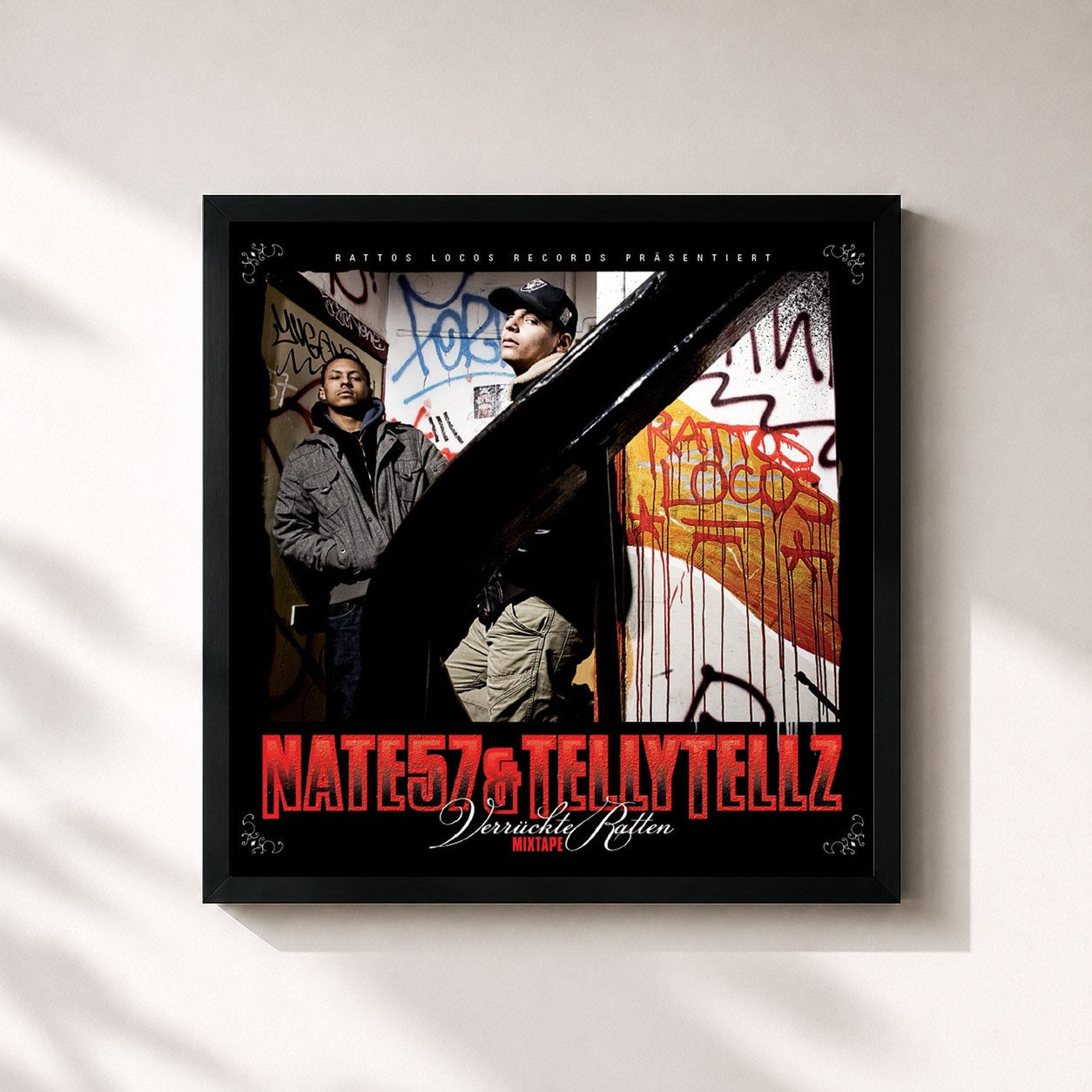#noir Tableau carré de l'album Verrückte Ratten (Mixtape) de Nate57, cadre noir 32x32 cm
