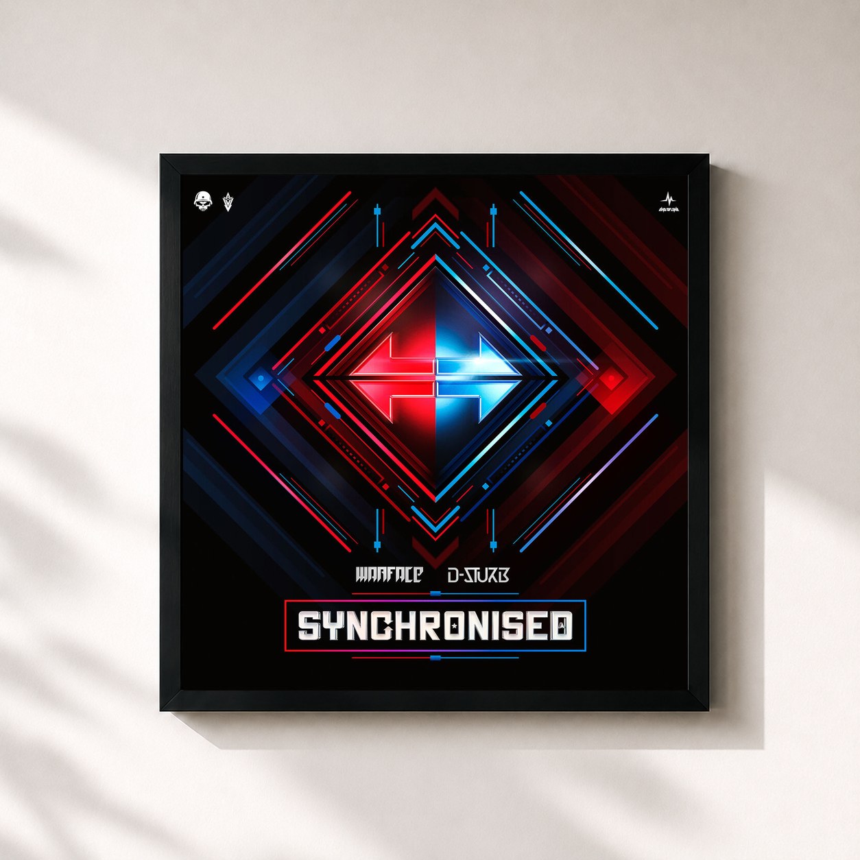 #noir Tableau carré de l'album Synchronised de Warface, cadre noir 32x32 cm