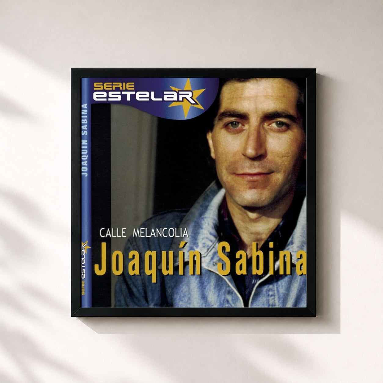 #noir Tableau carré de l'album Calle Melancolía de Joaquín Sabina, cadre noir 32x32 cm