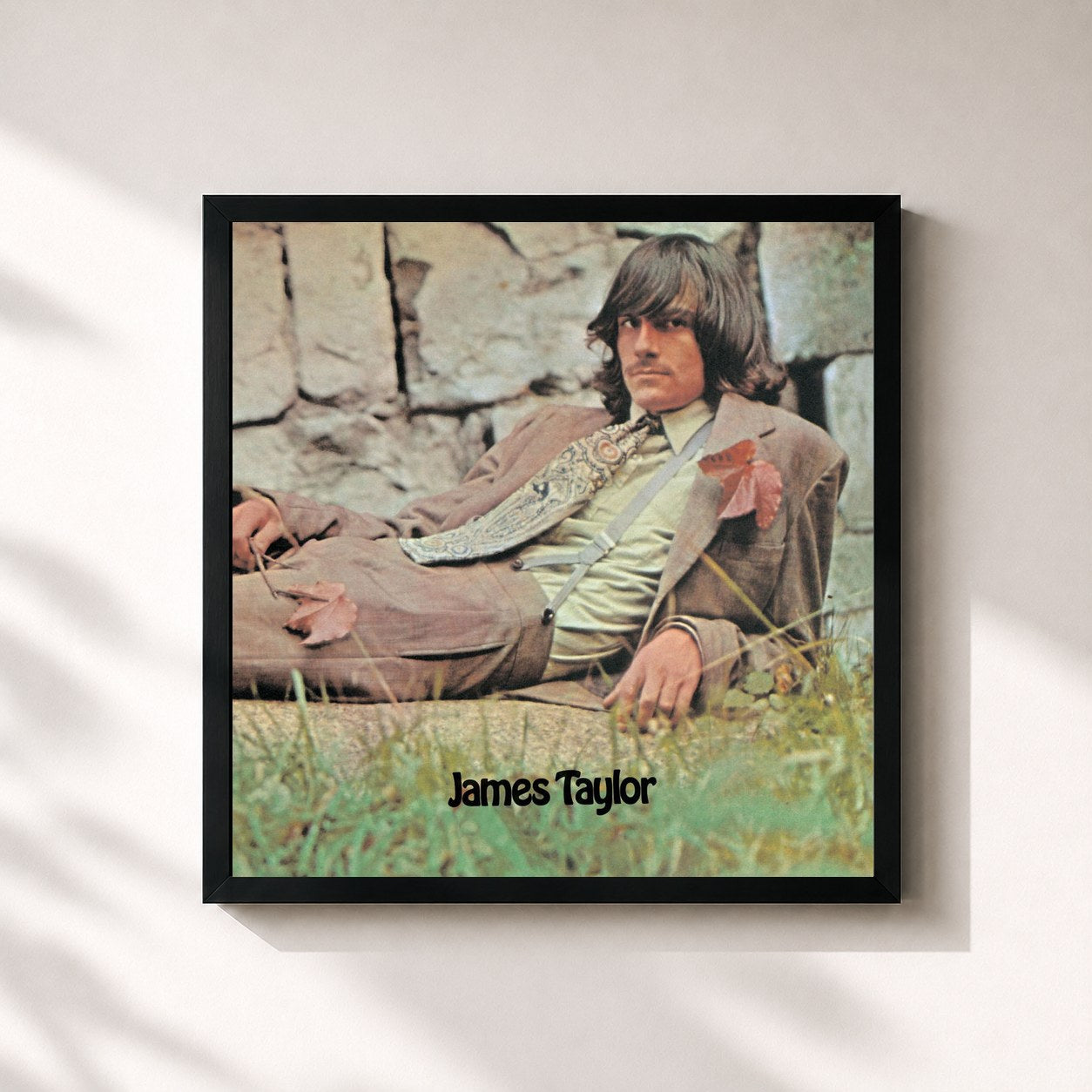 #noir Tableau carré de l'album James Taylor de James Taylor, cadre noir 32x32 cm