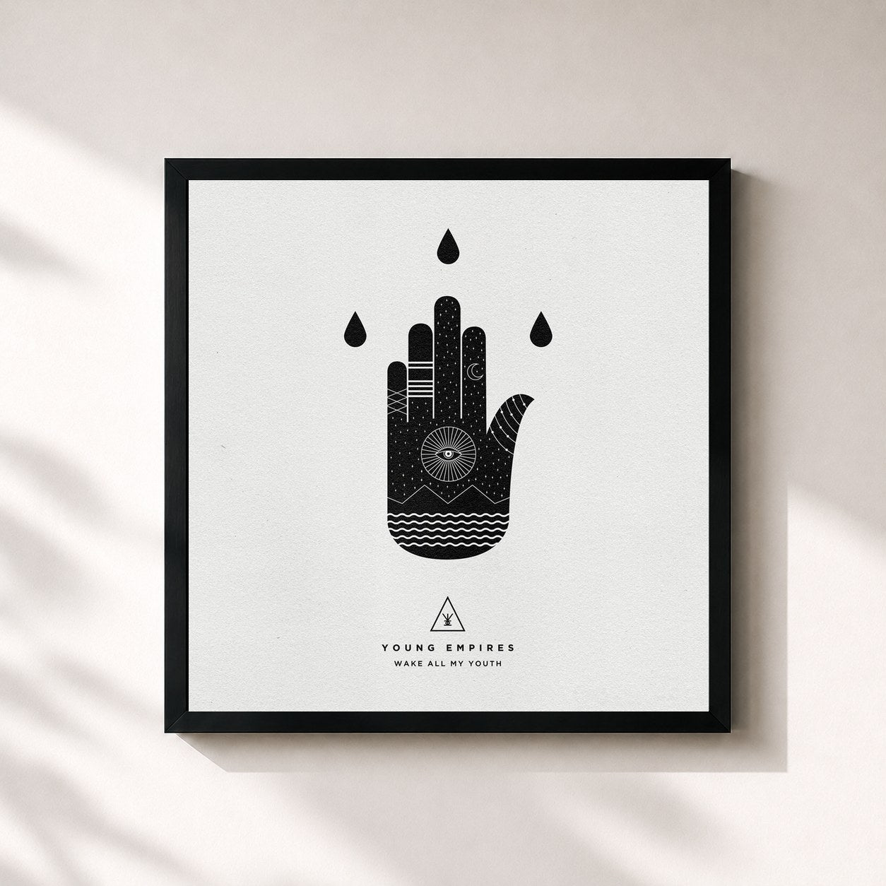 #noir Tableau carré de l'album Wake All My Youth de Young Empires, cadre noir 32x32 cm