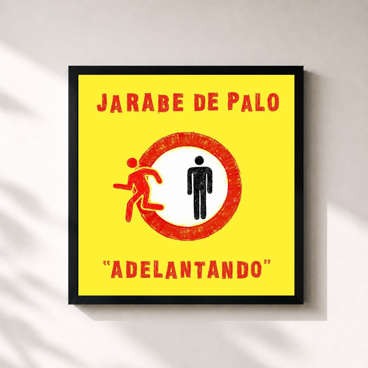 #noir Tableau carré de l'album Adelantando de Jarabe de Palo, cadre noir 32x32 cm