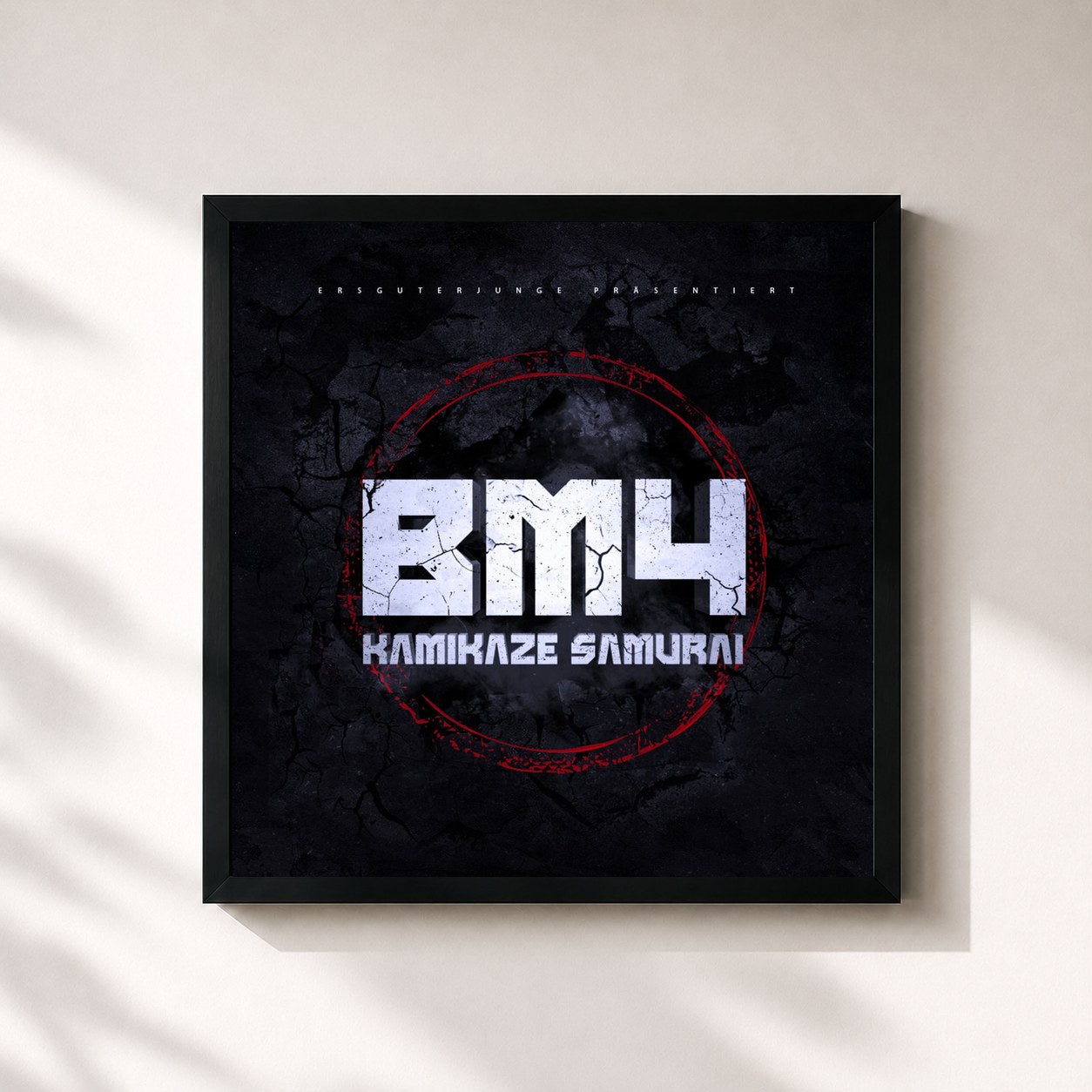 #noir Tableau carré de l'album Beastmode 4 - Kamikaze Samurai de Animus, cadre noir 32x32 cm