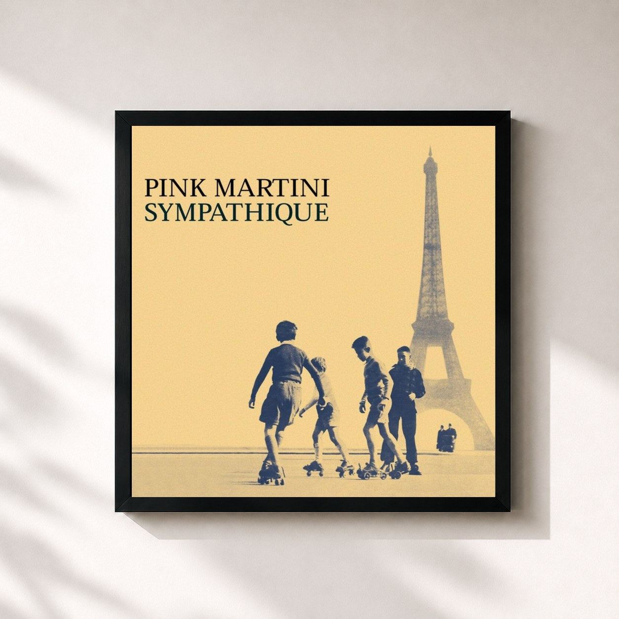 #noir Tableau carré de l'album Sympathique de Pink Martini, cadre noir 32x32 cm