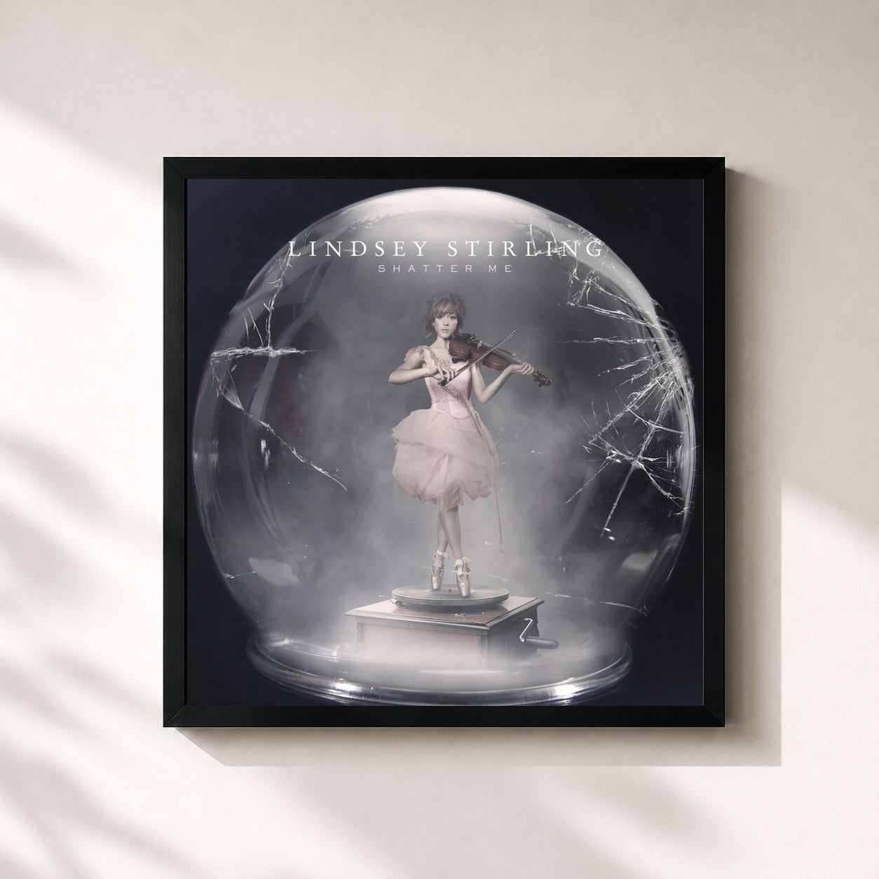 #noir Tableau carré de l'album Shatter Me de Lindsey Stirling, cadre noir 32x32 cm