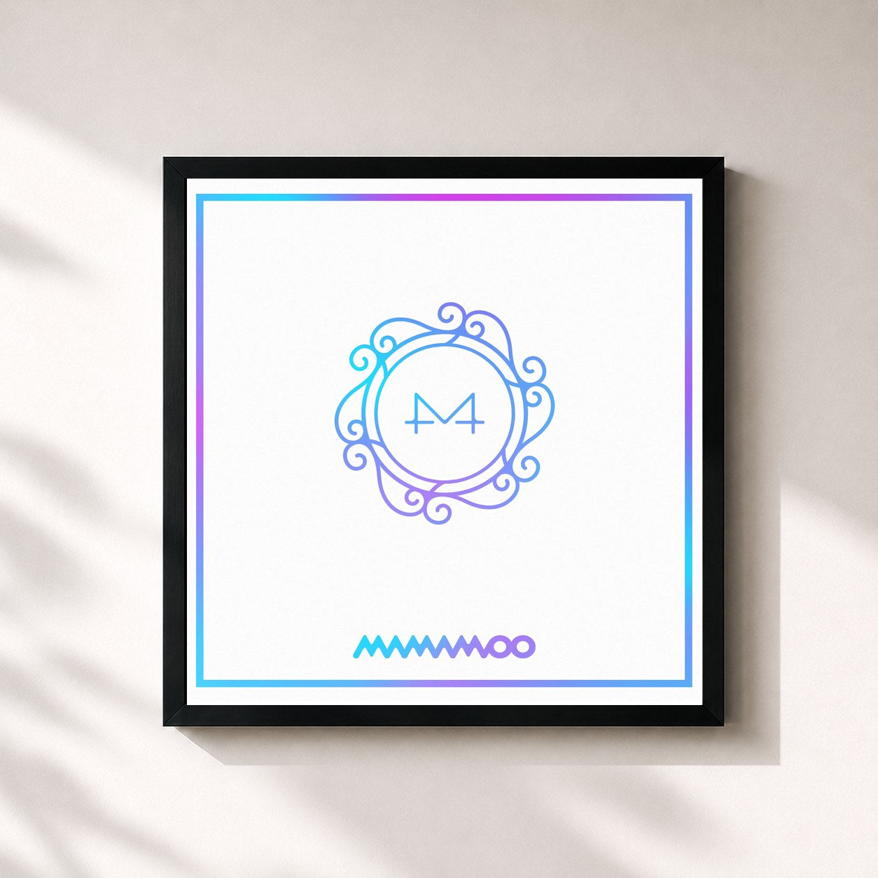 #noir Tableau carré de l'album White Wind de MAMAMOO, cadre noir 32x32 cm