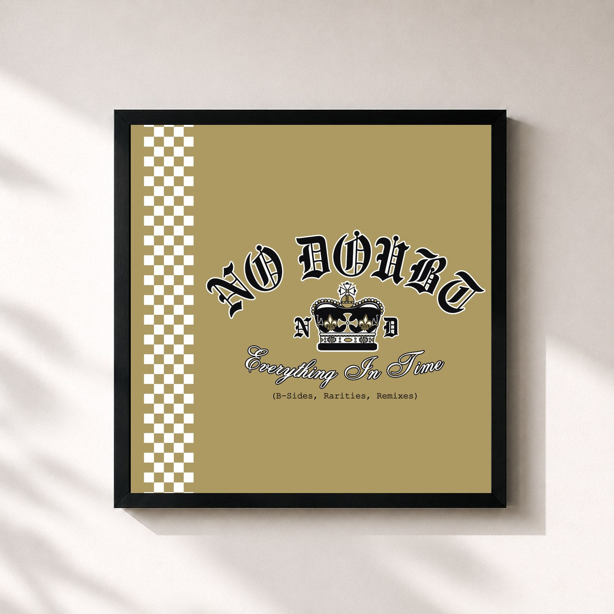 #noir Tableau carré de l'album Everything In Time (B-Sides, Rarities, Remixes) de No Doubt, cadre noir 32x32 cm