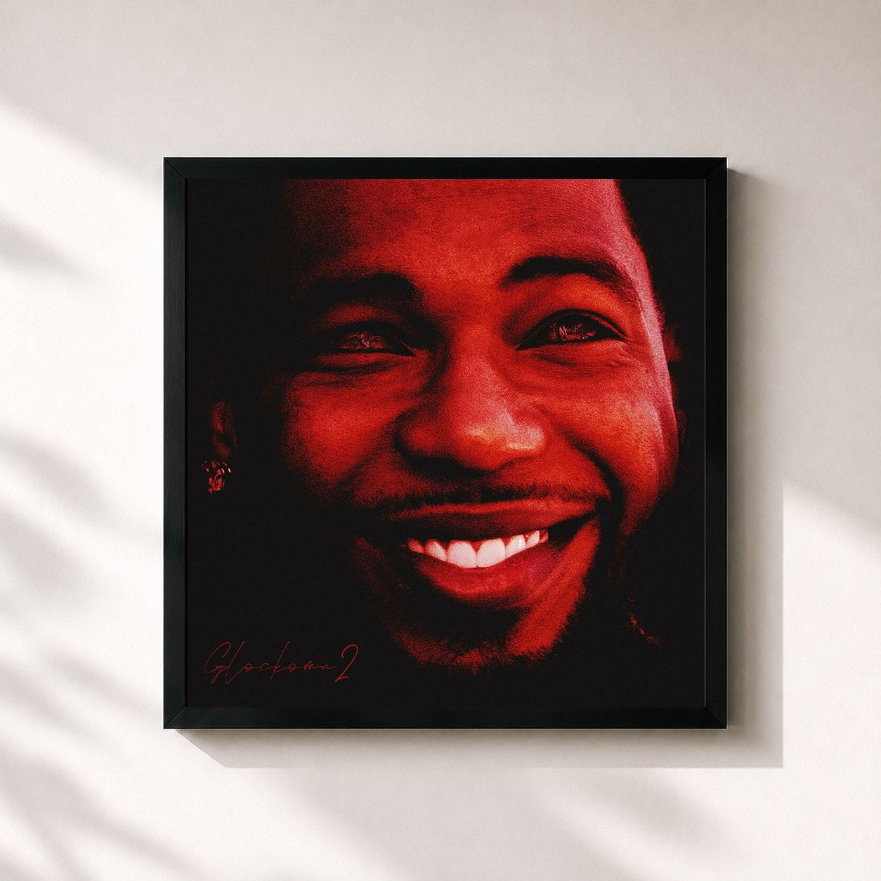 #noir Tableau carré de l'album Glockoma 2 de Key Glock, cadre noir 32x32 cm