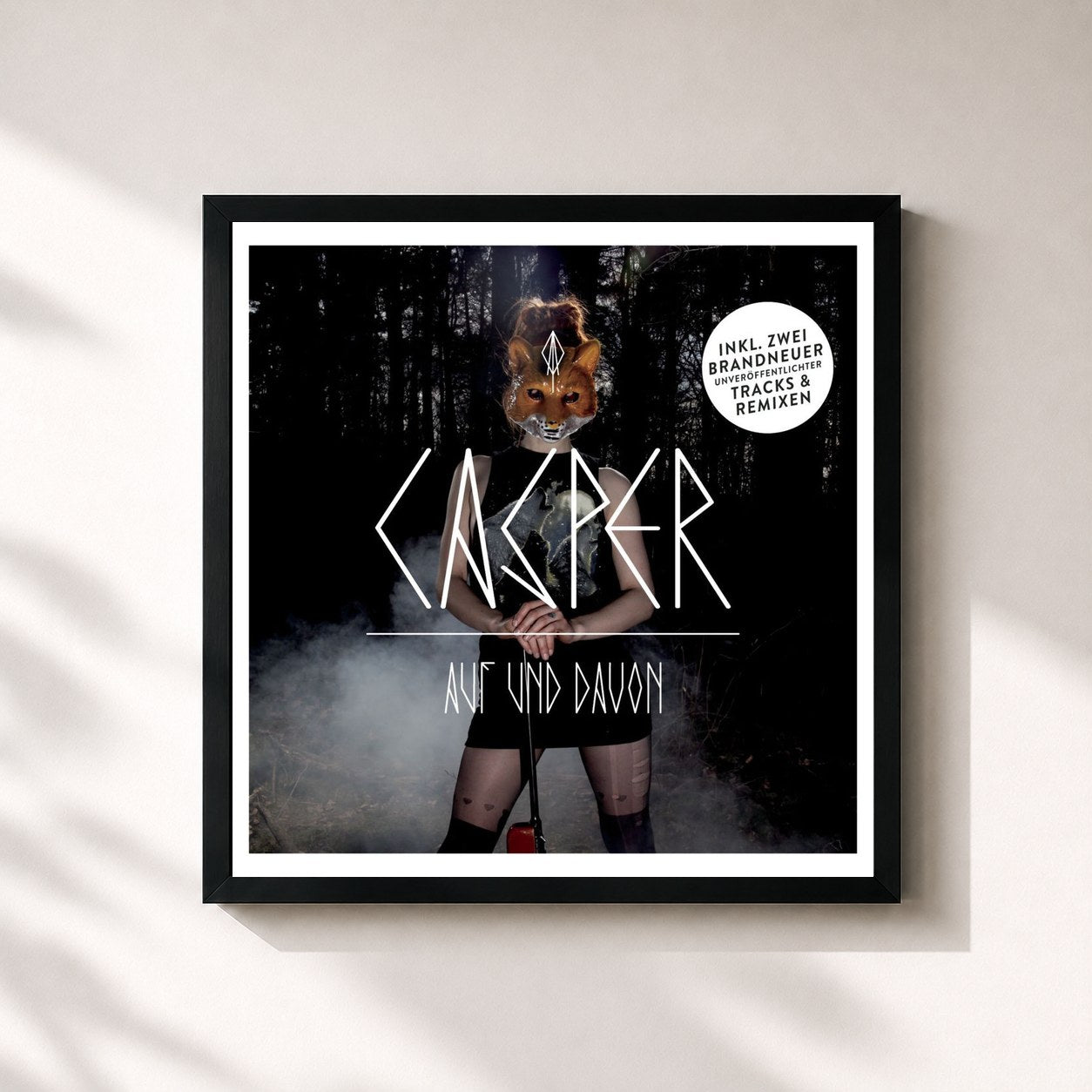 #noir Tableau carré de l'album Auf und davon de Casper, cadre noir 32x32 cm