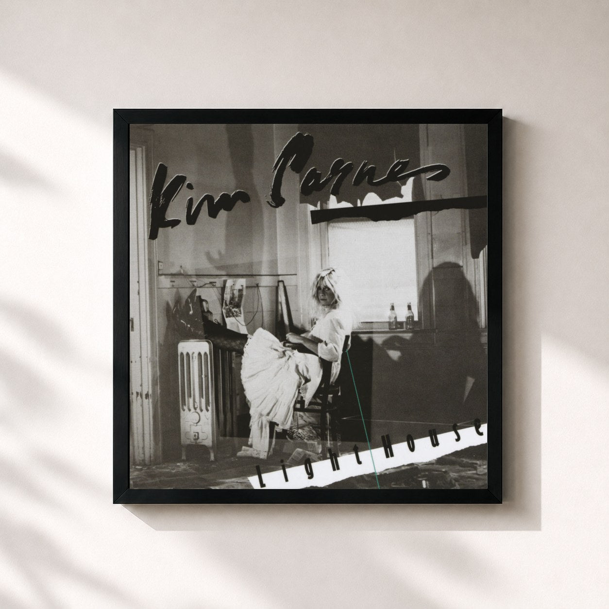 #noir Tableau carré de l'album Light House de Kim Carnes, cadre noir 32x32 cm