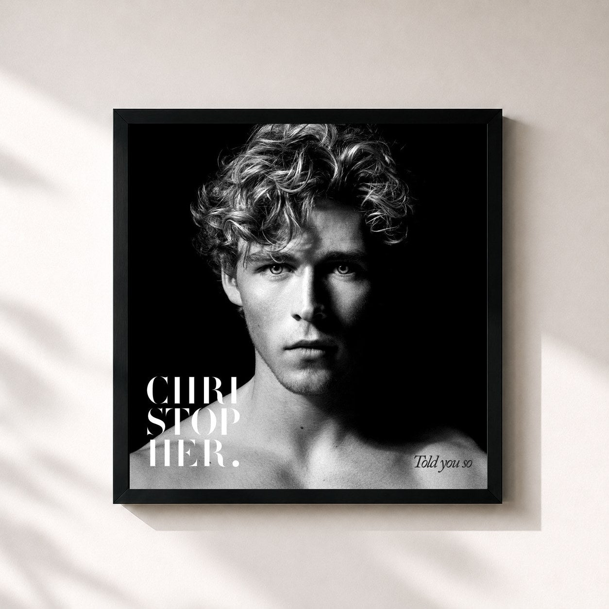 #noir Tableau carré de l'album Told You So de Christopher, cadre noir 32x32 cm
