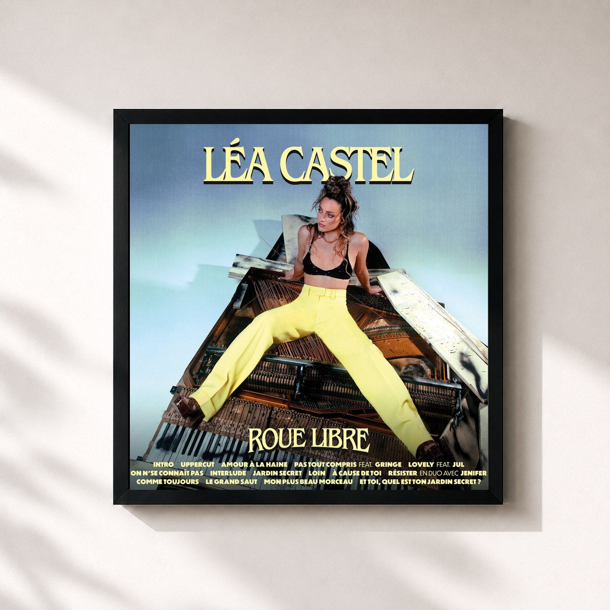 #noir Tableau carré de l'album Roue libre de Léa Castel, cadre noir 32x32 cm