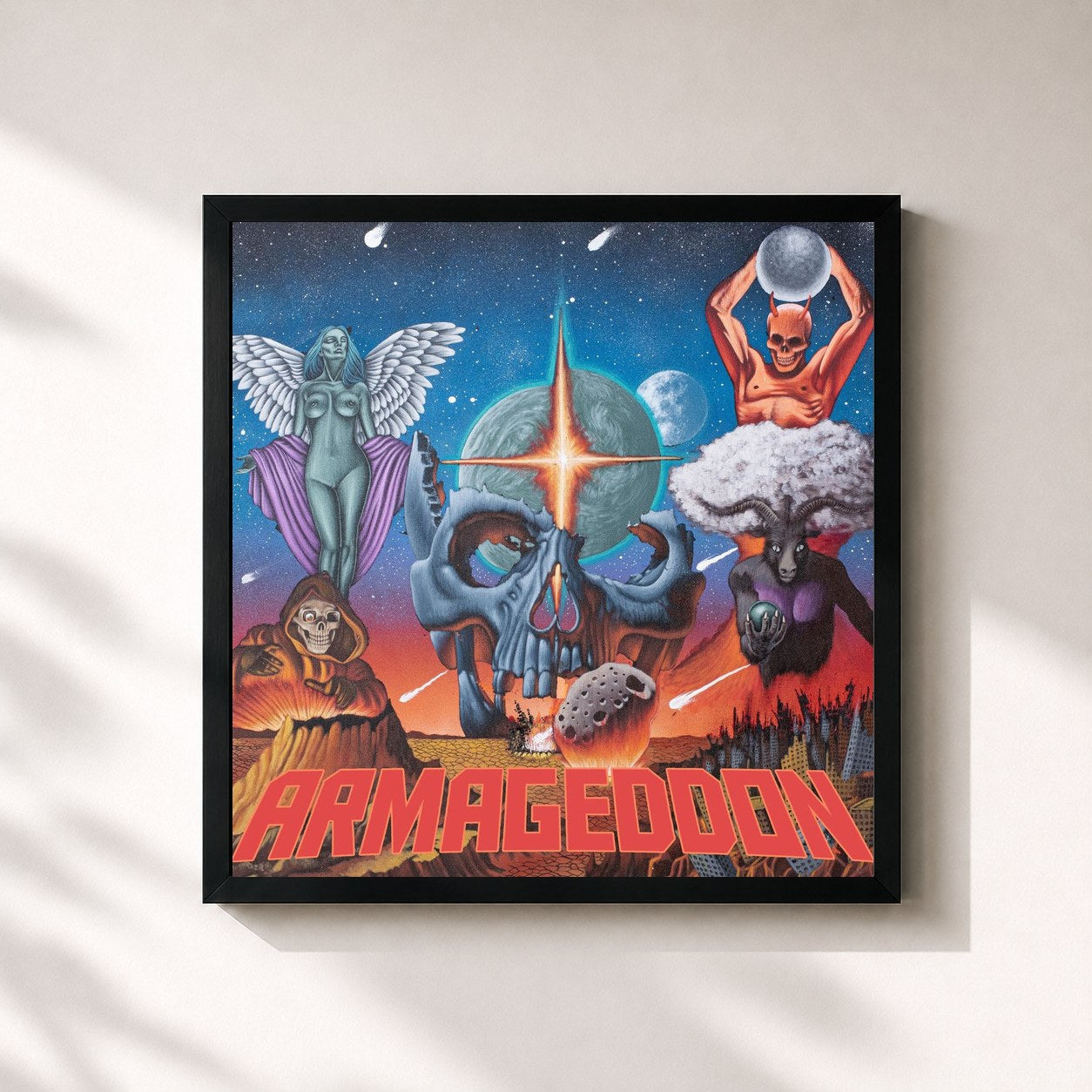 #noir Tableau carré de l'album Armageddon de Ketama126, cadre noir 32x32 cm