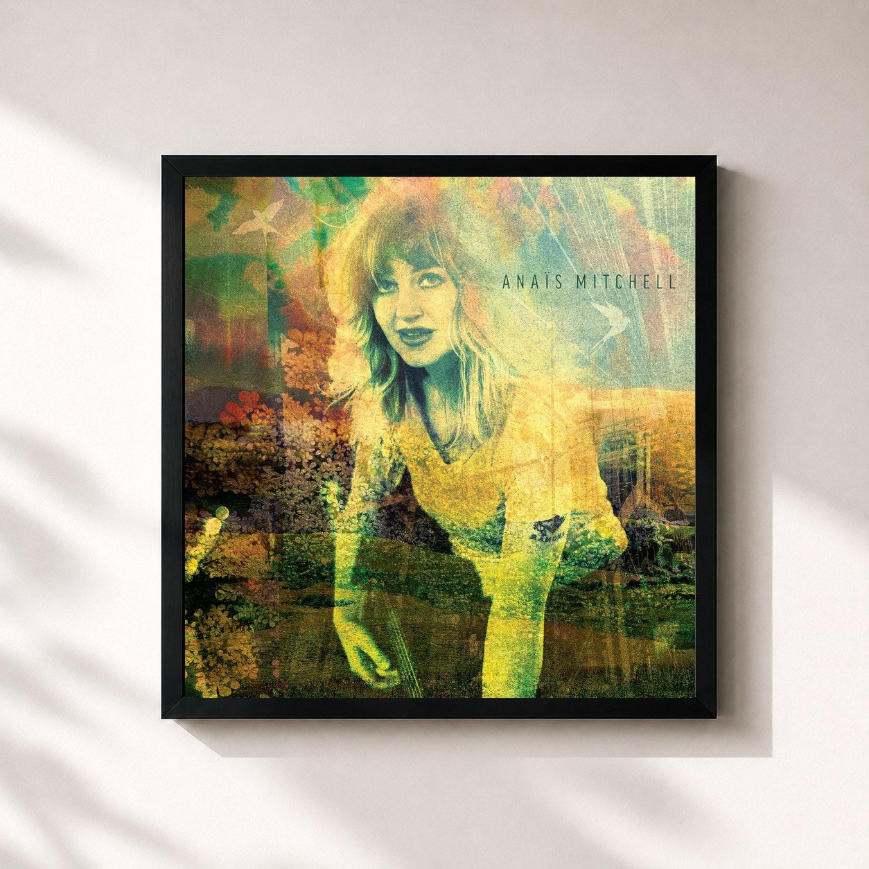 #noir Tableau carré de l'album Anaïs Mitchell de Anais Mitchell, cadre noir 32x32 cm