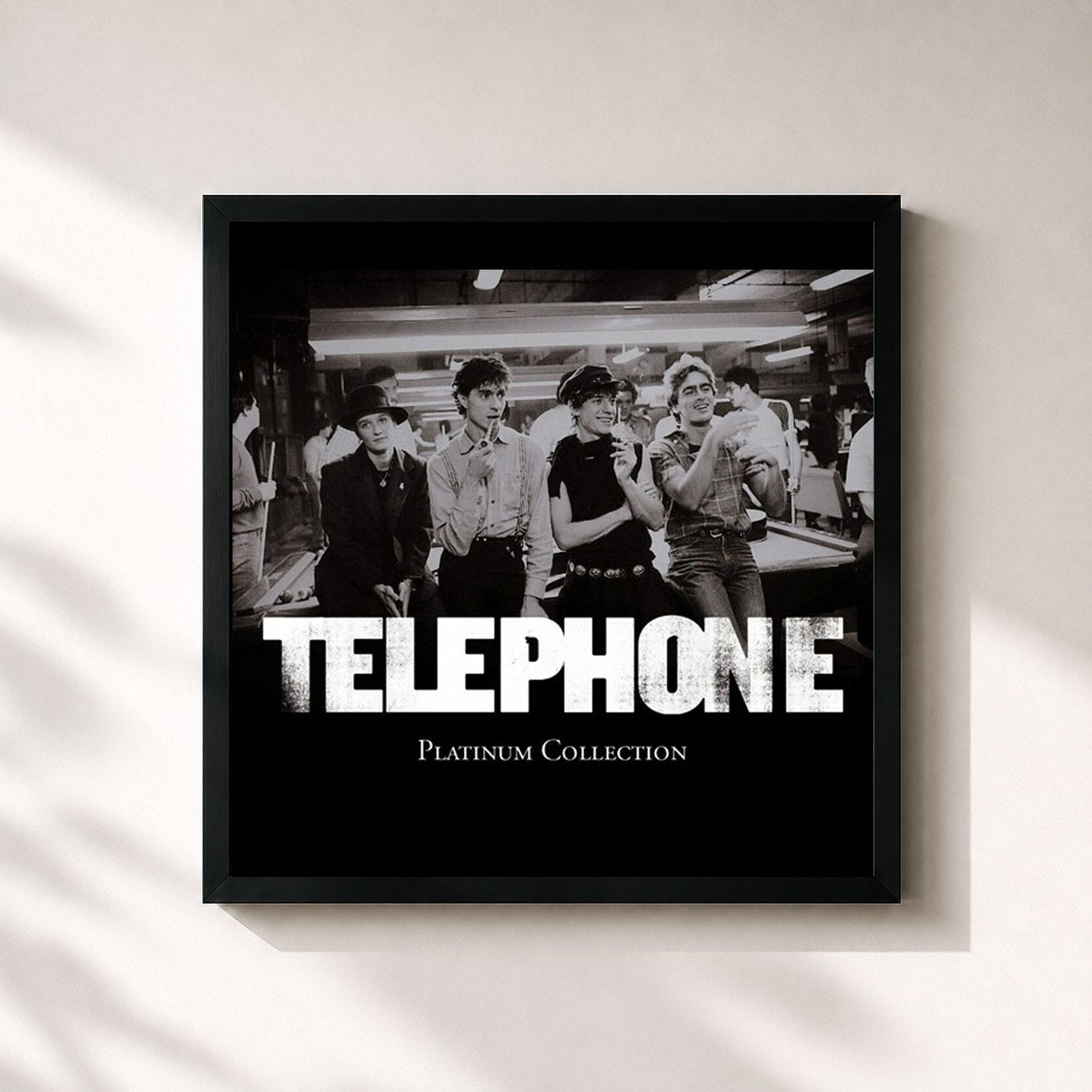 #noir Tableau carré de l'album Platinum de Telephone, cadre noir 32x32 cm