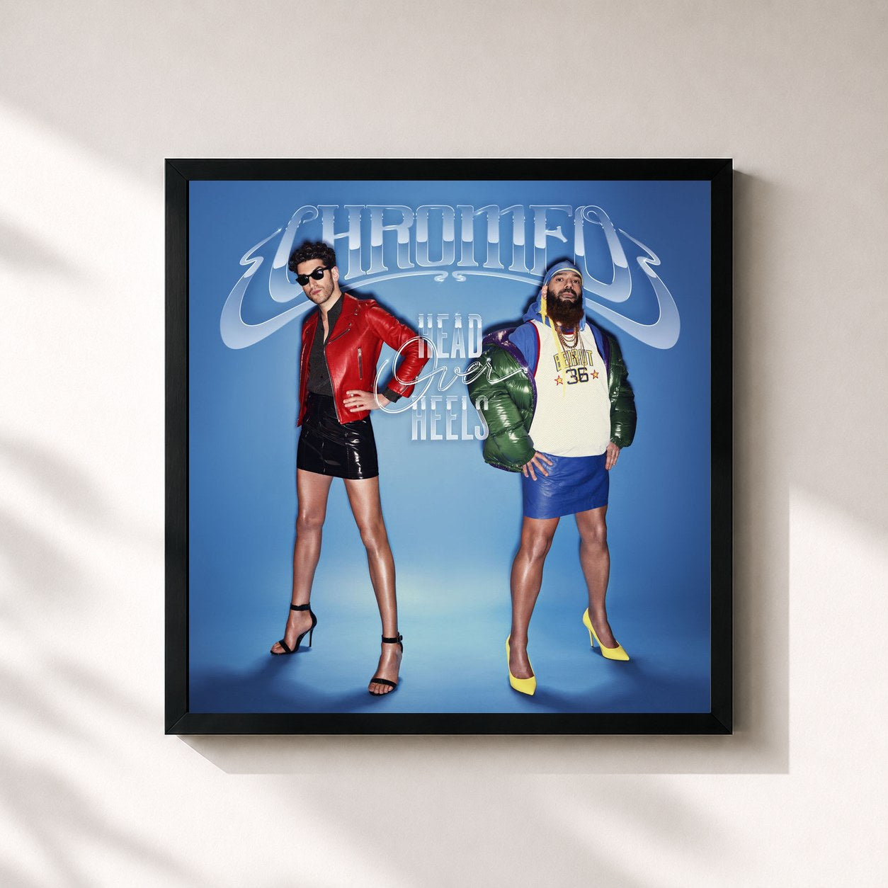 #noir Tableau carré de l'album Head Over Heels de Chromeo, cadre noir 32x32 cm