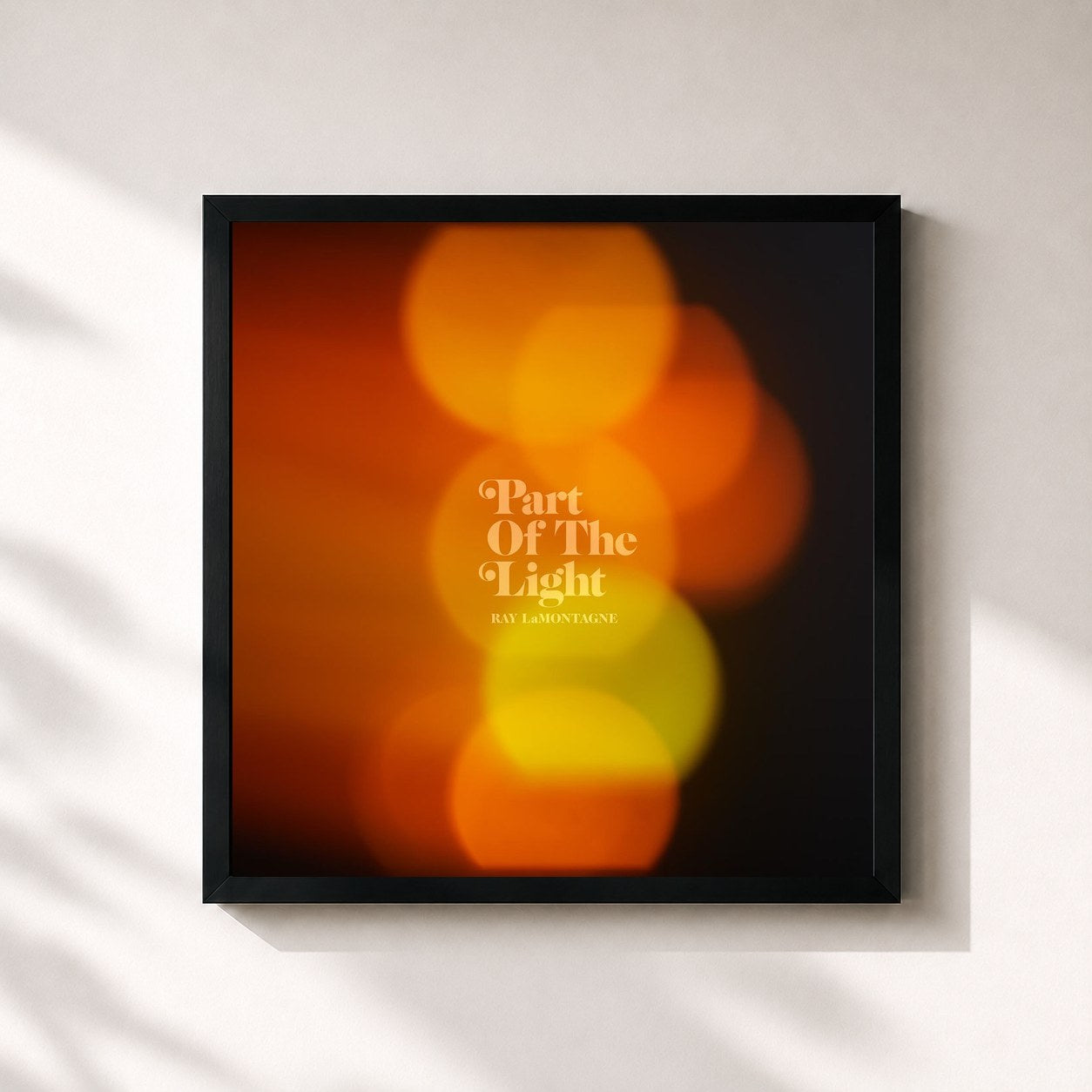 #noir Tableau carré de l'album Part Of The Light de Ray LaMontagne, cadre noir 32x32 cm