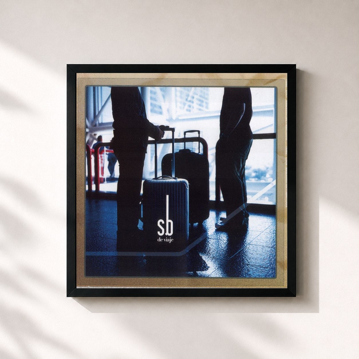 #noir Tableau carré de l'album De Viaje de Sin Bandera, cadre noir 32x32 cm