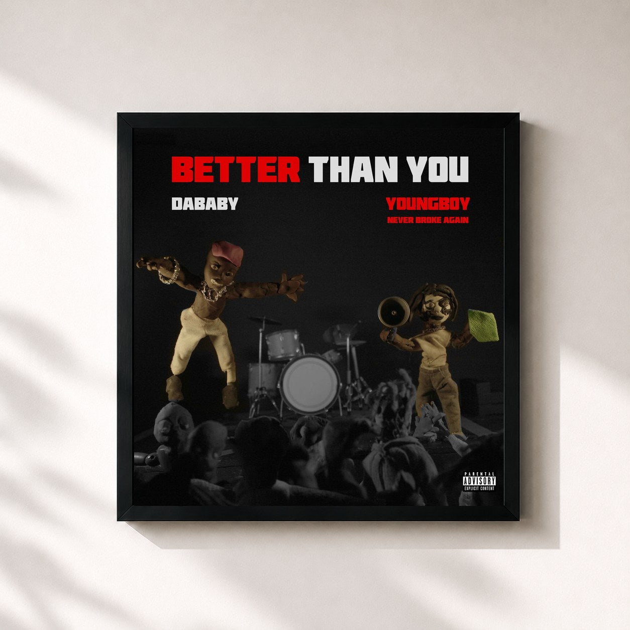 #noir Tableau carré de l'album BETTER THAN YOU de DaBaby, cadre noir 32x32 cm