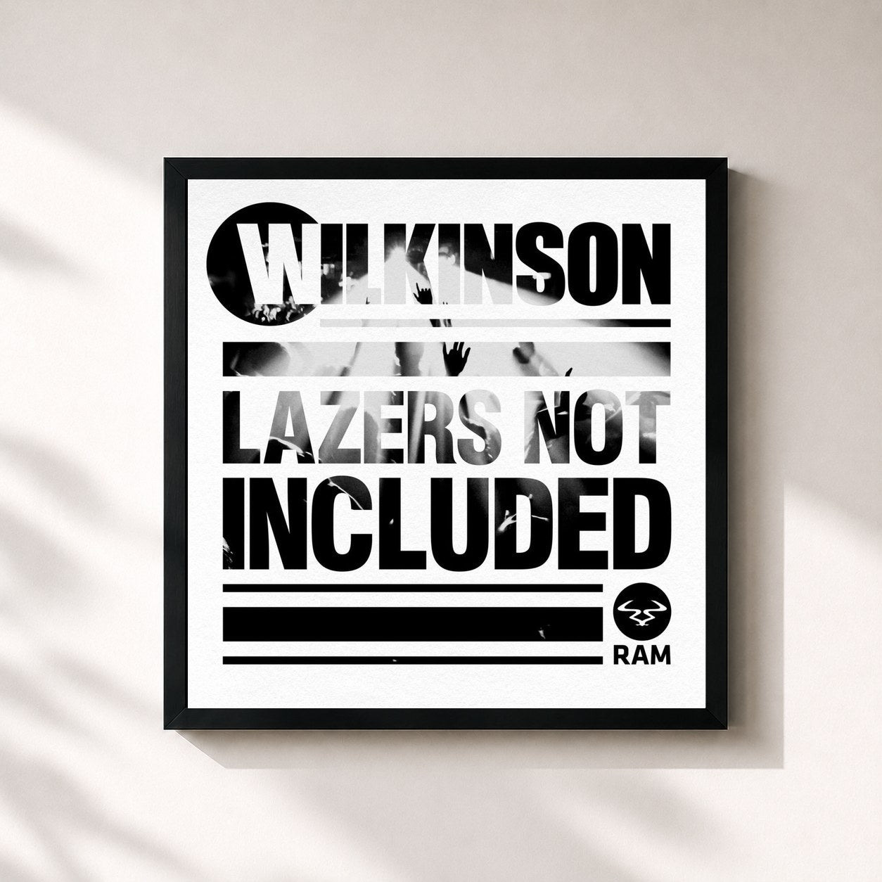 #noir Tableau carré de l'album Lazers Not Included de Wilkinson, cadre noir 32x32 cm