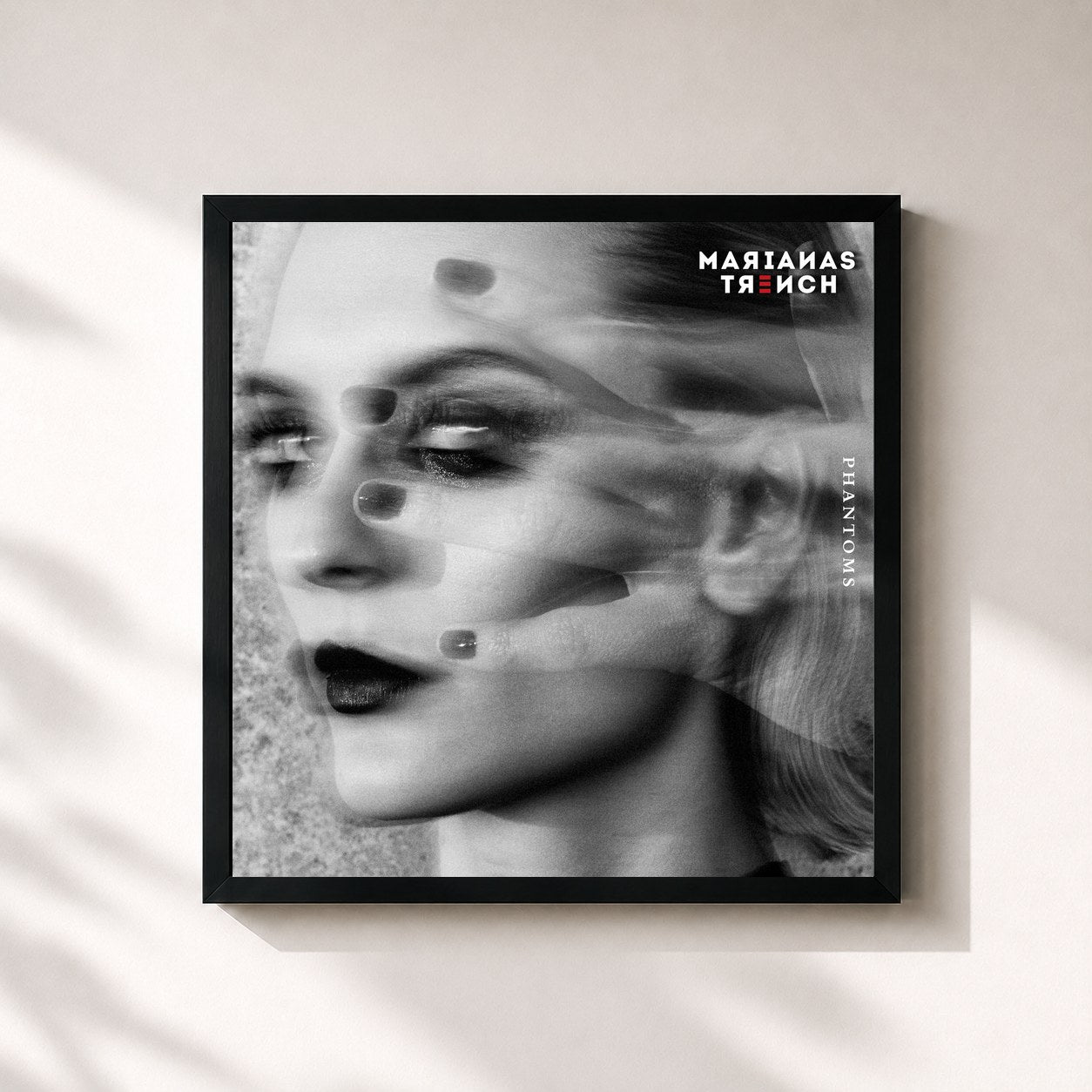 #noir Tableau carré de l'album Phantoms de Marianas Trench, cadre noir 32x32 cm