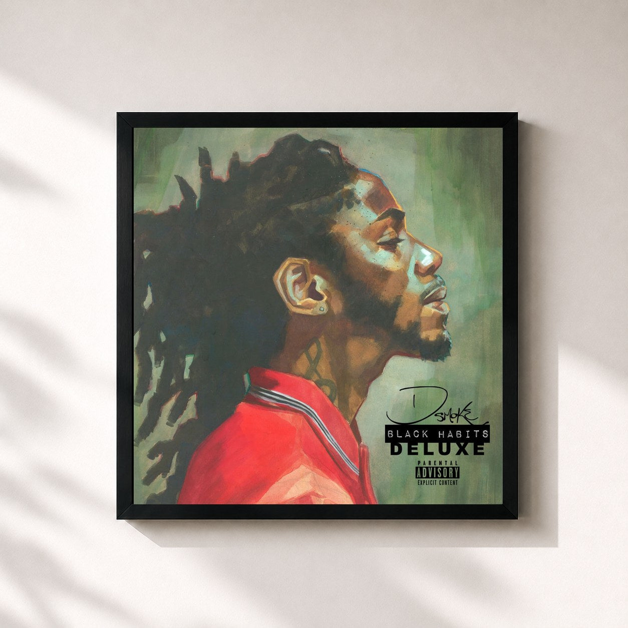 #noir Tableau carré de l'album Black Habits (Deluxe) de D Smoke, cadre noir 32x32 cm