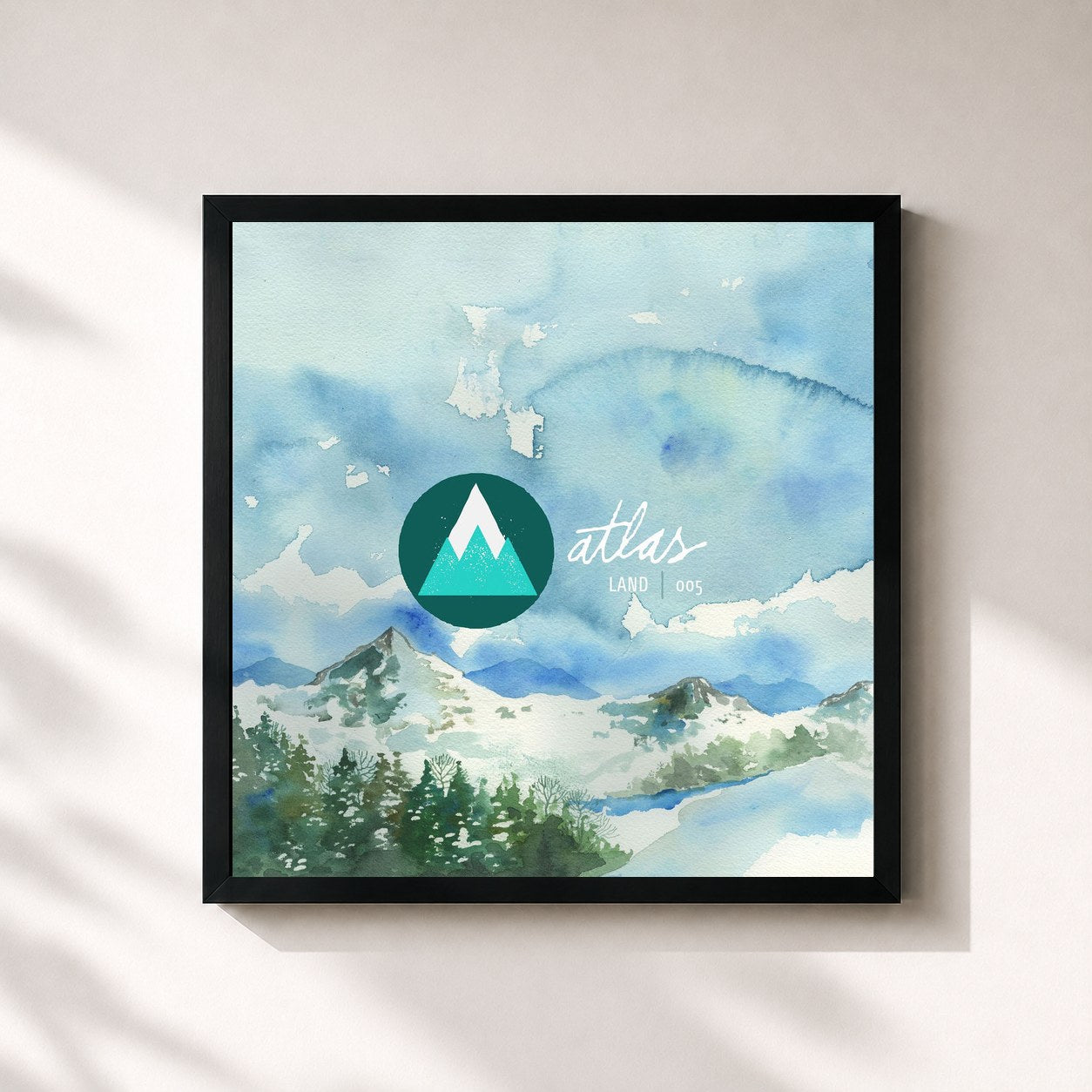 #noir Tableau carré de l'album Atlas: Land de Sleeping At Last, cadre noir 32x32 cm
