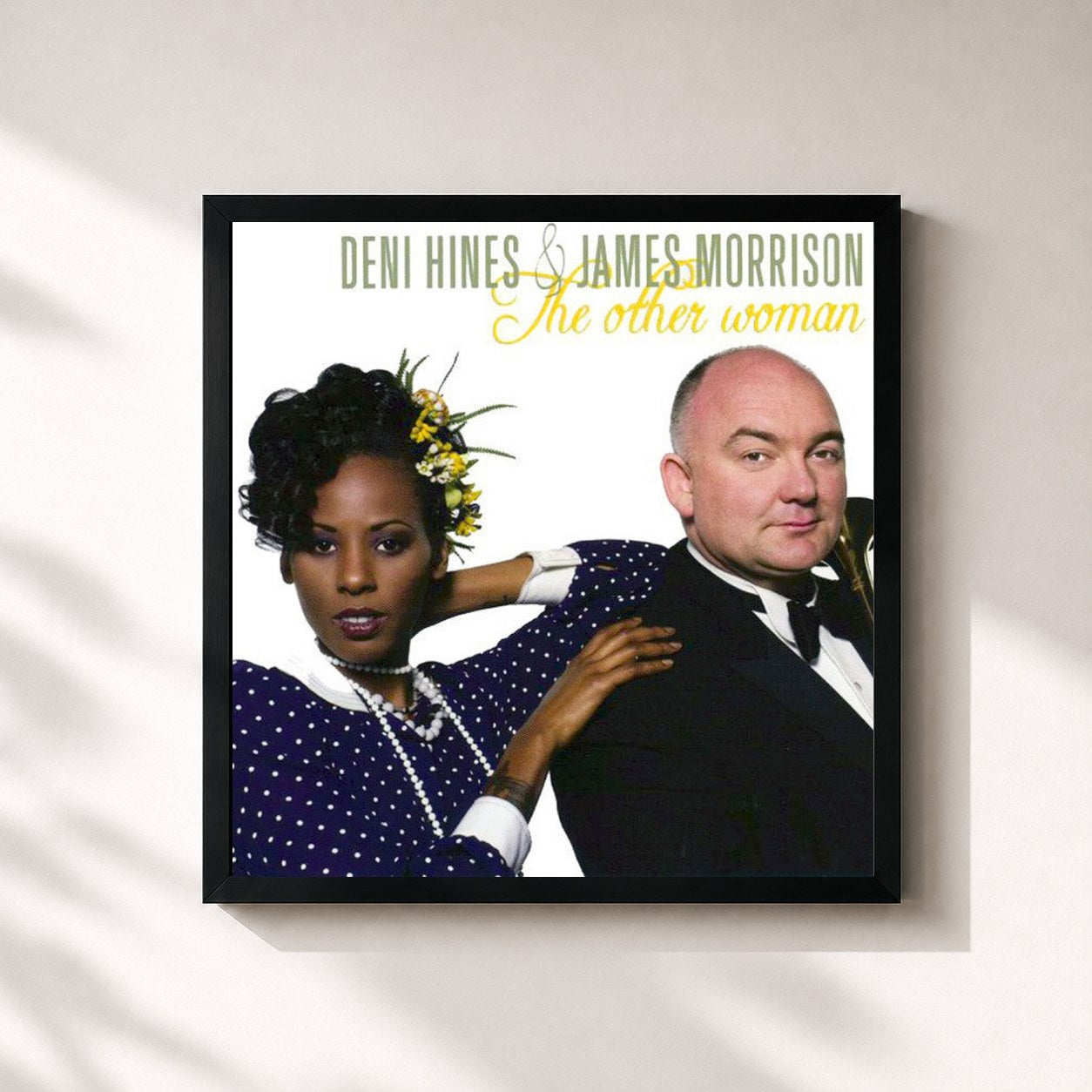 #noir Tableau carré de l'album The Other Woman de James Morrison, cadre noir 32x32 cm
