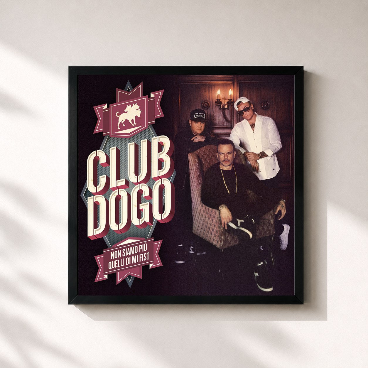 #noir Tableau carré de l'album Non Siamo Più Quelli Di Mi Fist de Club Dogo, cadre noir 32x32 cm