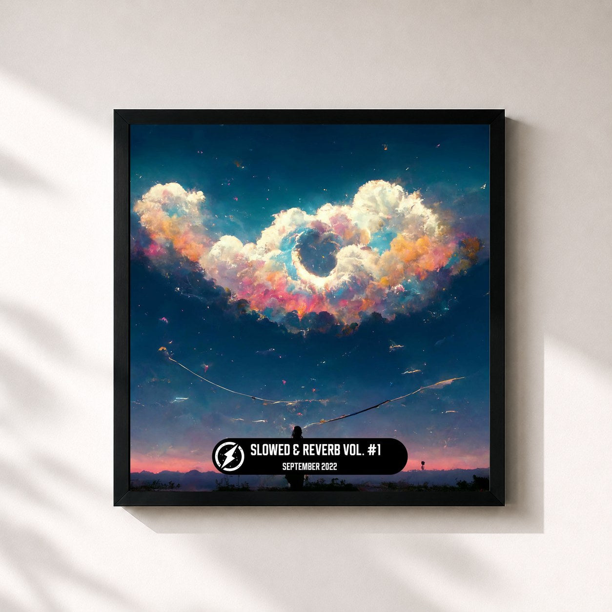 #noir Tableau carré de l'album Slowed Tunes Vol. 3 de 8D Tunes, cadre noir 32x32 cm