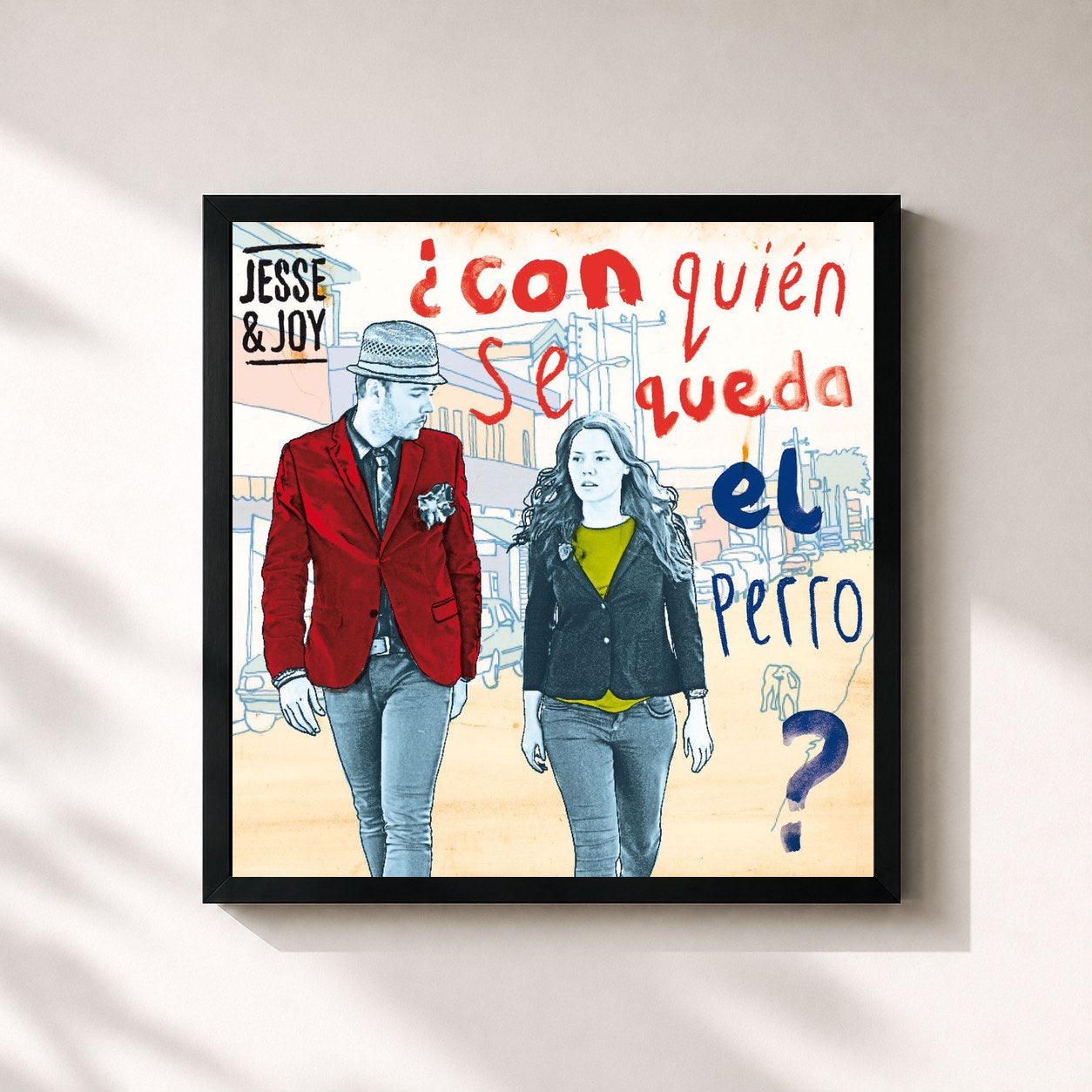 #noir Tableau carré de l'album ¿Con Quién Se Queda El Perro? (iTunes Exclusive) de Jesse & Joy, cadre noir 32x32 cm