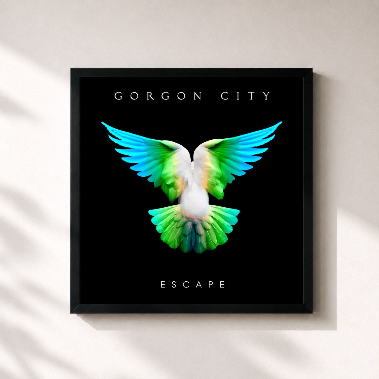#noir Tableau carré de l'album Escape de Gorgon City, cadre noir 32x32 cm