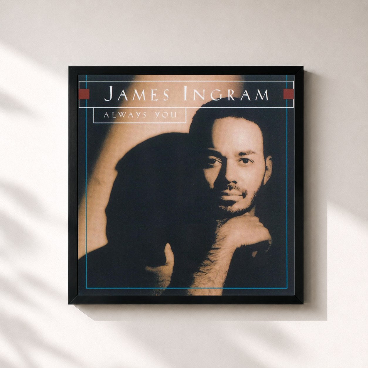#noir Tableau carré de l'album Always You de James Ingram, cadre noir 32x32 cm