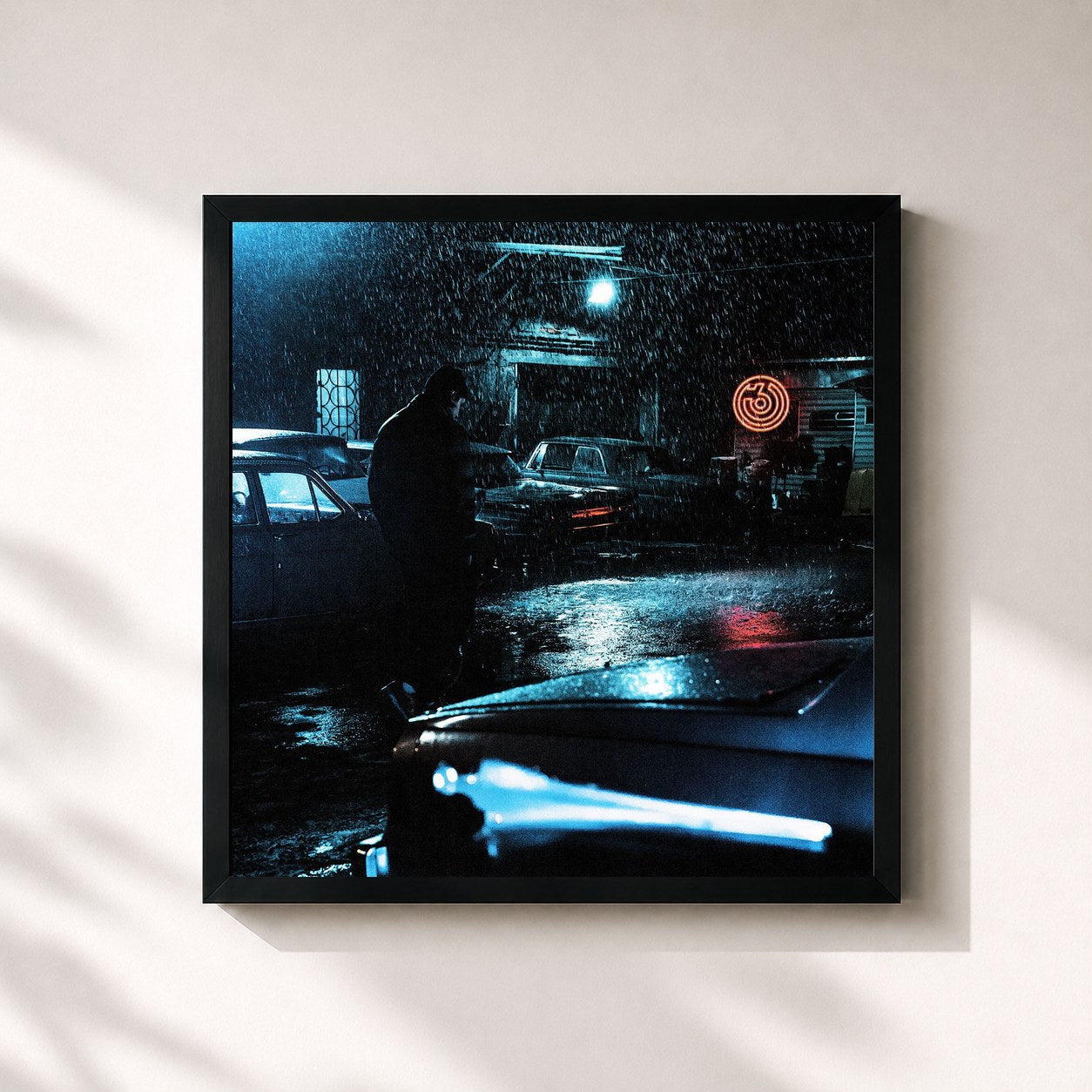 #noir Tableau carré de l'album КИНО БЕЗ СИГАРЕТ de 104, cadre noir 32x32 cm