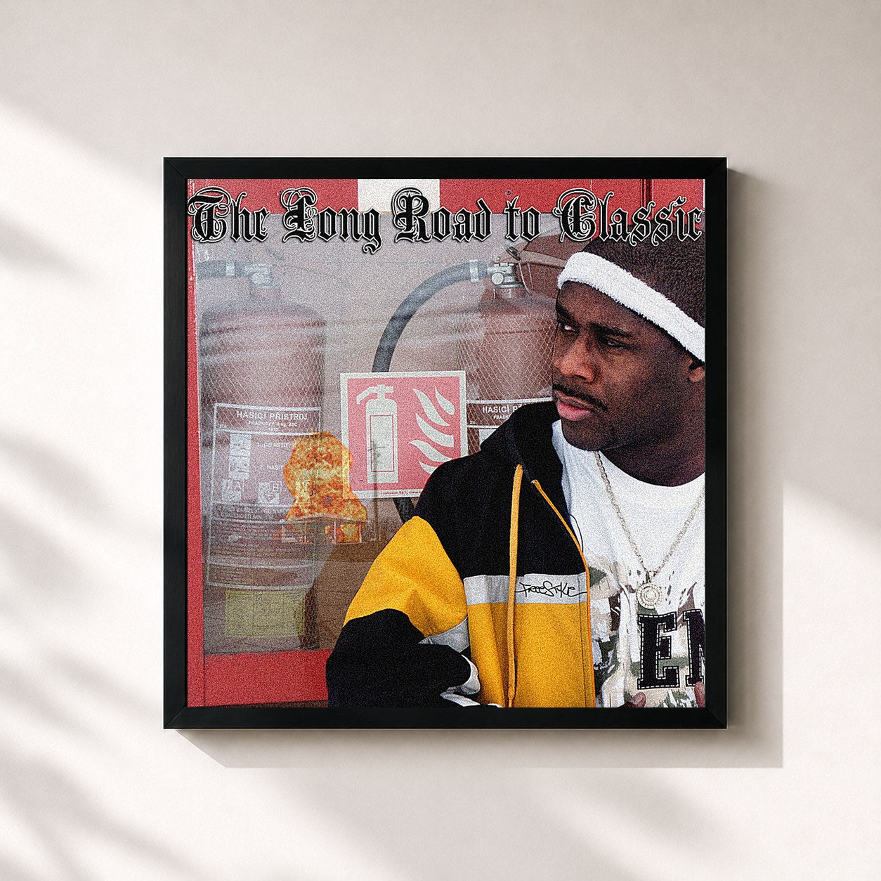 #noir Tableau carré de l'album The Long Road to Classic de Freestyle, cadre noir 32x32 cm