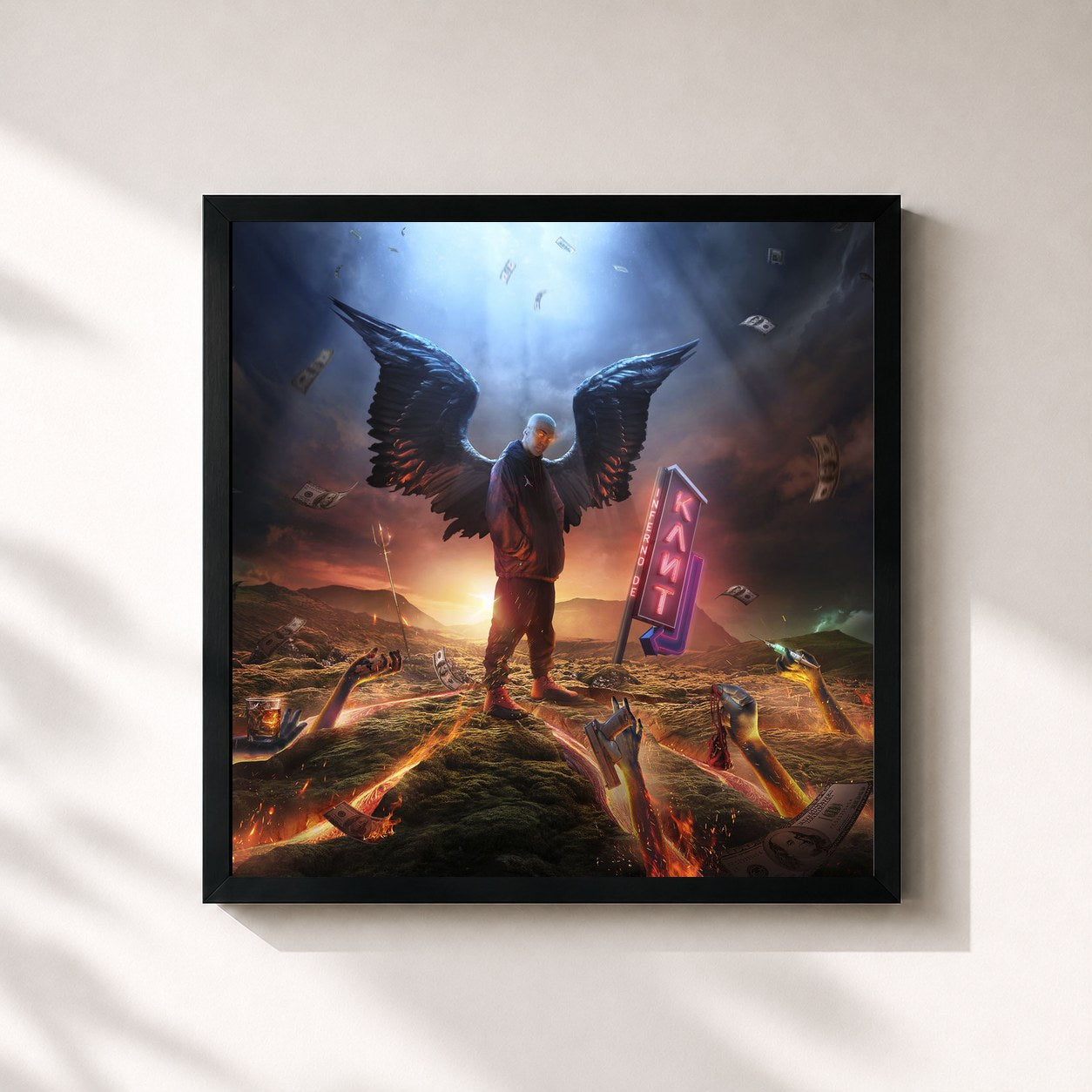 #noir Tableau carré de l'album Inferno de Kant de KANT, cadre noir 32x32 cm